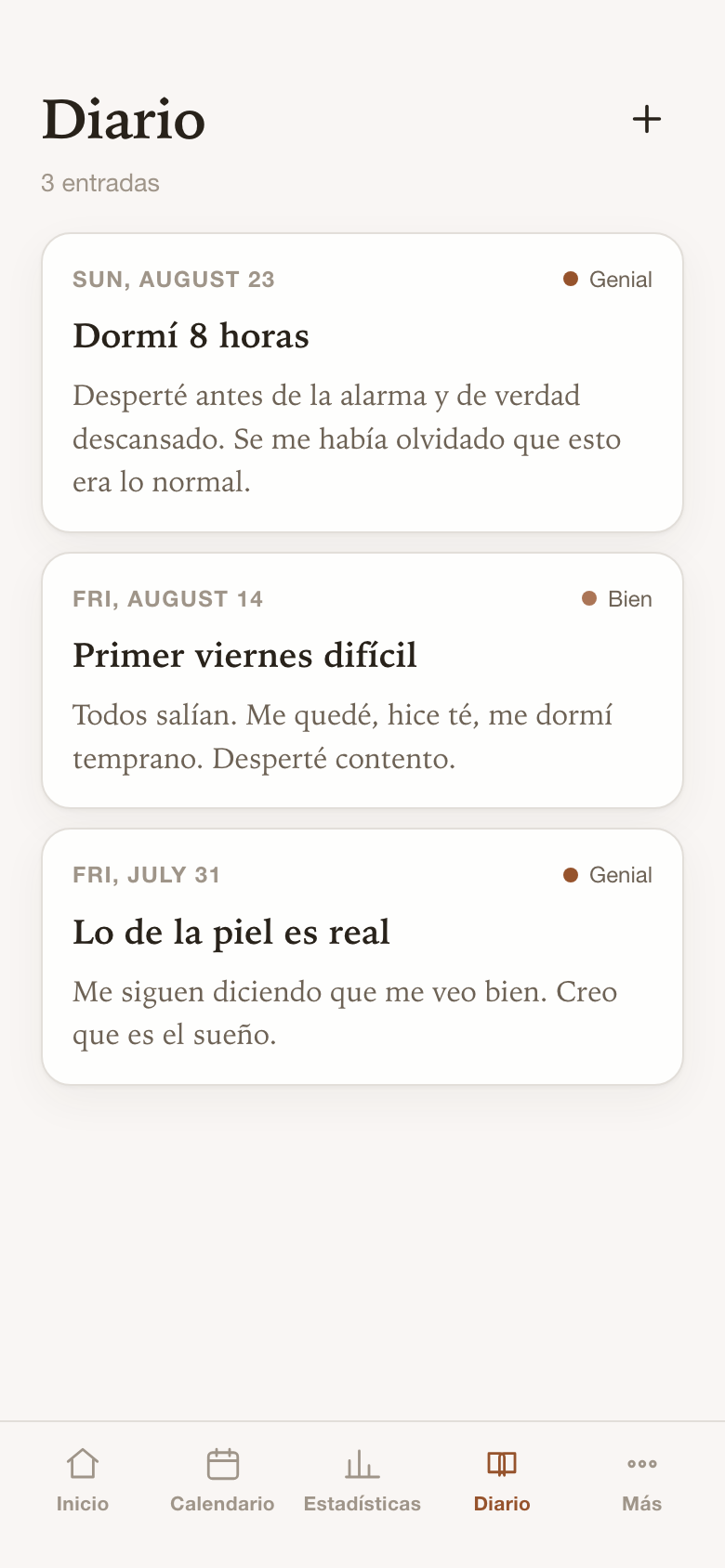 Entradas de diario sobre dormir mejor y noches difíciles