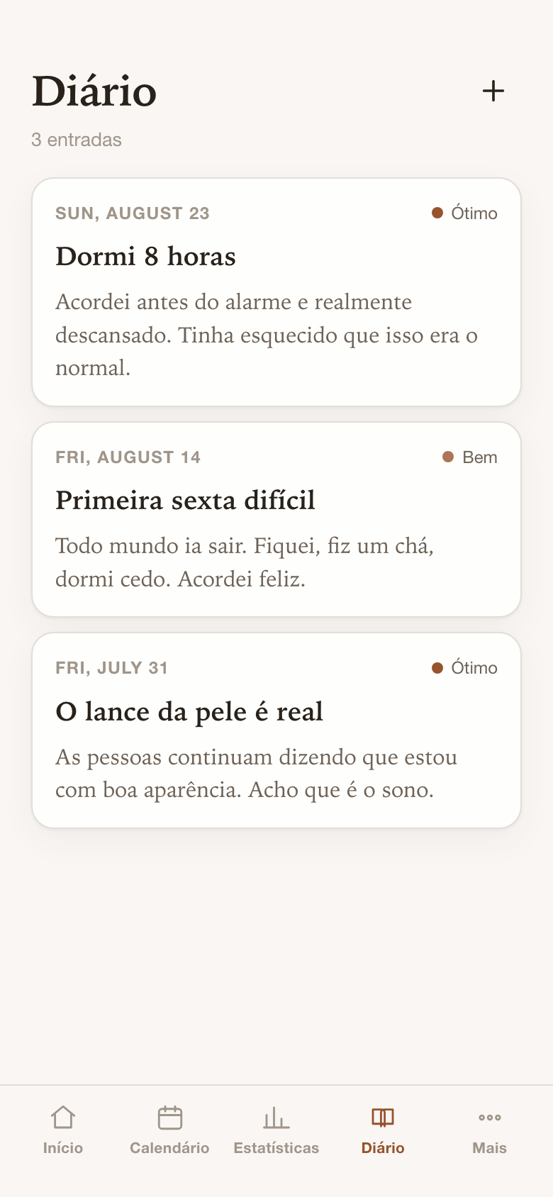 Entradas de diário sobre dormir melhor e noites difíceis